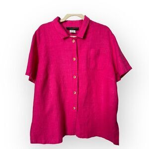Harve Bernard Pink Linen button down Shirt Size 2XL